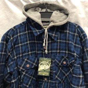 field & stream men's quilted flannel hooded jacket